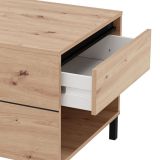 Tavolino da Salotto Marrone Rovere Nodi Nero un Cassetto con Piedini 102x55x52h cm, 3 Vani - Salentina