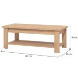 Tavolino da Salotto Marrone Rovere Nodi un Vano Forma Rettangolare 124x60x45h cm, Sfumatura Colore Ripiano Rovere Nodi - Pella