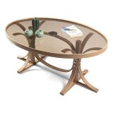 Tavolino da Salotto Marrone Rovere Piano in Vetro Temperato Forma Ovale 112x78x47h cm, Materiale Struttura in Vetro - Sommo