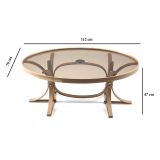Tavolino da Salotto Marrone Rovere Piano in Vetro Temperato Forma Ovale 112x78x47h cm, Materiale Struttura in Vetro - Sommo