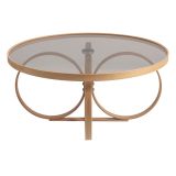 Tavolino da Salotto Marrone Rovere Piano in Vetro Temperato Forma Rotondo 100x100x47h cm, Materiale Struttura in Vetro - Gargallo