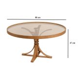Tavolino da Salotto Marrone Rovere Piano in Vetro Temperato Forma Rotondo 80x80x47h cm, Materiale Struttura in Vetro - Santhia