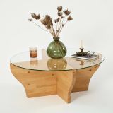 Tavolino da Salotto Marrone Rovere Portariviste Forma Circolare 92x92x36h cm, Sfumatura Colore Struttura Rovere - Califfi
