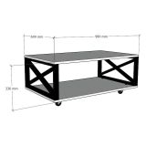 Tavolino da Salotto Marrone Rovere Scuro Nero con Ruote un Vano 98x60x34h cm, Forma Rettangolare - Lesegno