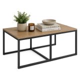 Tavolino da Salotto Marrone Rovere Scuro Nero Forma Rettangolare Colore Ripiano Marrone 102x67x46h cm, Colore Struttura Nero - Livasi