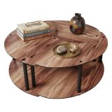 Tavolino da Salotto Marrone Rovere Scuro Nero set 3 Pezzi 3 Vani 70x70x38h cm, Forma Rotondo - Gignese