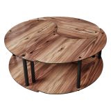 Tavolino da Salotto Marrone Rovere Scuro Nero set 3 Pezzi 3 Vani 70x70x38h cm, Forma Rotondo - Gignese