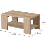 Tavolino da Salotto Marrone Rovere un Vano Forma Rettangolare 90.5x50.5x41.5h cm, Sfumatura Colore Ripiano Rovere - Piraino