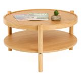 Tavolino da Salotto Marrone Rovere un Vano Forma Rotondo 80x80x48h cm, Sfumatura Colore Ripiano Rovere - Crova