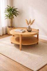 Tavolino da Salotto Marrone Rovere un Vano Forma Rotondo 80x80x48h cm, Sfumatura Colore Ripiano Rovere - Crova