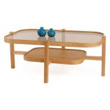 Tavolino da Salotto Marrone Rovere un Vano Piano in Vetro Temperato 110x70x48h cm, Forma Rettangolare - Sorbolo