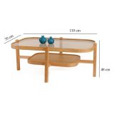 Tavolino da Salotto Marrone Rovere un Vano Piano in Vetro Temperato 110x70x48h cm, Forma Rettangolare - Sorbolo