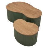 Tavolino da Salotto Marrone Rovere Verde set da 2 Colore Ripiano Marrone 37x58x92h cm, Materiale Struttura in Metallo - Kashan