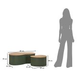 Tavolino da Salotto Marrone Rovere Verde set da 2 Colore Ripiano Marrone 37x58x92h cm, Materiale Struttura in Metallo - Kashan