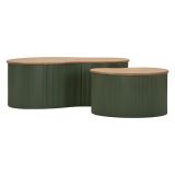 Tavolino da Salotto Marrone Rovere Verde set da 2 Colore Ripiano Marrone 37x58x92h cm, Materiale Struttura in Metallo - Kashan