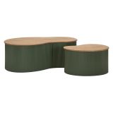 Tavolino da Salotto Marrone Rovere Verde set da 2 Colore Ripiano Marrone 37x58x92h cm, Materiale Struttura in Metallo - Kashan