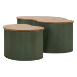 Tavolino da Salotto Marrone Rovere Verde set da 2 Colore Ripiano Marrone 37x58x92h cm, Materiale Struttura in Metallo - Kashan