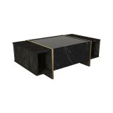 Tavolino da salotto Miram, Tavolo basso da soggiorno, Ripiano da caffè, Tavolino per divano, 104x60h37 cm, Nero e Oro