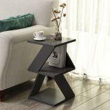 Tavolino da Salotto Nero 2 Vani Forma Quadrato 30x30x50h cm, Materiale Piano in Legno Nobilitato - Rubiana