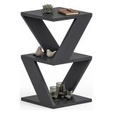 Tavolino da Salotto Nero 2 Vani Forma Quadrato 30x30x50h cm, Materiale Piano in Legno Nobilitato - Rubiana