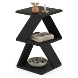 Tavolino da Salotto Nero Antracite 2 Vani Forma Rettangolare 30x30x54h cm, Materiale Piano in Legno Nobilitato - Serino