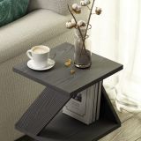 Tavolino da Salotto Nero Antracite 2 Vani Forma Rettangolare 30x30x54h cm, Materiale Piano in Legno Nobilitato - Serino