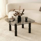 Tavolino da Salotto Nero Antracite Effetto Fume Forma Rettangolare 80x80x40h cm, Materiale Struttura in Vetro - Gran