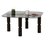 Tavolino da Salotto Nero Antracite Effetto Fume Forma Rettangolare 80x80x40h cm, Materiale Struttura in Vetro - Gran