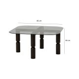Tavolino da Salotto Nero Antracite Effetto Fume Forma Rettangolare 80x80x40h cm, Materiale Struttura in Vetro - Gran