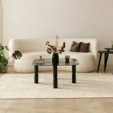 Tavolino da Salotto Nero Antracite Effetto Fume Forma Rettangolare 80x80x40h cm, Materiale Struttura in Vetro - Gran