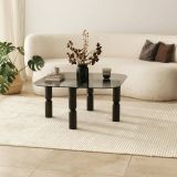 Tavolino da Salotto Nero Antracite Effetto Fume Forma Rettangolare 80x80x40h cm, Materiale Struttura in Vetro - Gran