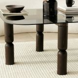 Tavolino da Salotto Nero Antracite Effetto Fume Forma Rettangolare 80x80x40h cm, Materiale Struttura in Vetro - Gran