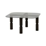 Tavolino da Salotto Nero Antracite Effetto Fume Forma Rettangolare 80x80x40h cm, Materiale Struttura in Vetro - Gran