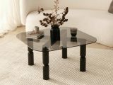 Tavolino da Salotto Nero Antracite Effetto Fume Forma Rettangolare 80x80x40h cm, Materiale Struttura in Vetro - Gran