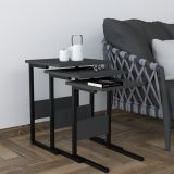 Tavolino da Salotto Nero Antracite Forma Rettangolare Materiale Piano in Legno Nobilitato 40x40x55h cm, Colore Ripiano Nero - Caprauna
