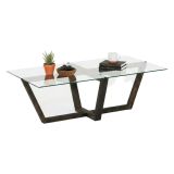Tavolino da Salotto Nero Antracite Forma Rettangolare Materiale Piano in Vetro 105x65x35h cm, Colore Ripiano Trasparente - Visconti