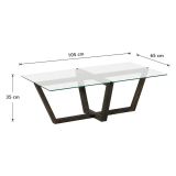 Tavolino da Salotto Nero Antracite Forma Rettangolare Materiale Piano in Vetro 105x65x35h cm, Colore Ripiano Trasparente - Visconti