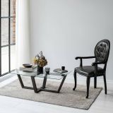 Tavolino da Salotto Nero Antracite Forma Rettangolare Materiale Piano in Vetro 105x65x35h cm, Colore Ripiano Trasparente - Visconti
