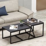 Tavolino da Salotto Nero Antracite Modulabile Forma Rettangolare 75x50x38h cm, Sfumatura Colore Ripiano Antracite - Urbania