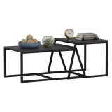 Tavolino da Salotto Nero Antracite Modulabile Forma Rettangolare 75x50x38h cm, Sfumatura Colore Ripiano Antracite - Urbania