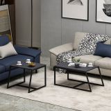 Tavolino da Salotto Nero Antracite Modulabile Forma Rettangolare 75x50x38h cm, Sfumatura Colore Ripiano Antracite - Urbania