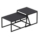 Tavolino da Salotto Nero Antracite Modulabile Forma Rettangolare 75x50x38h cm, Sfumatura Colore Ripiano Antracite - Urbania