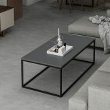 Tavolino da Salotto Nero Antracite Nero Forma Rettangolare Materiale Piano in Legno Nobilitato 120x60x42h cm, Sfumatura Colore Struttura Antracite