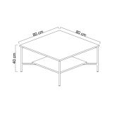 Tavolino da Salotto Nero Antracite Nero Piedini Neri un Vano 80x80x40h cm, Forma Quadrata - Mia