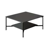 Tavolino da Salotto Nero Antracite Nero Piedini Neri un Vano 80x80x40h cm, Forma Quadrata - Mia