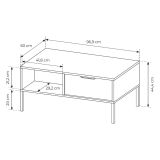 Tavolino da Salotto Nero Antracite oro 2 Cassetti con Piedini 97x60x44h cm, un Vano - Karo
