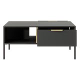 Tavolino da Salotto Nero Antracite oro 2 Cassetti con Piedini 97x60x44h cm, un Vano - Karo