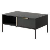 Tavolino da Salotto Nero Antracite oro 2 Cassetti con Piedini 97x60x44h cm, un Vano - Karo