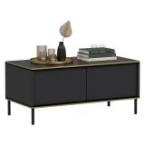 Tavolino da Salotto Nero Antracite oro con Piedini un Vano 90x45x40h cm, Piano Sollevabile - Zerbolo
