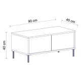 Tavolino da Salotto Nero Antracite oro con Piedini un Vano 90x45x40h cm, Piano Sollevabile - Zerbolo